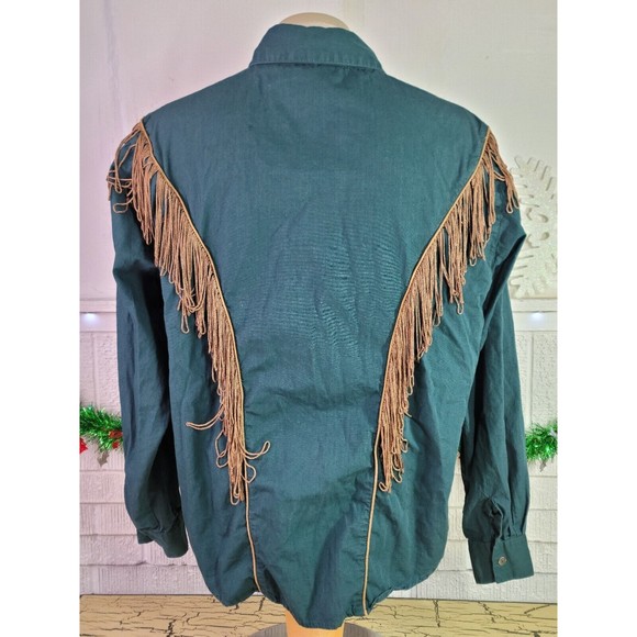 I Love Cowboys Out West Country Western Shirt Tassels Embroidered Button Up Med - Picture 5 of 14